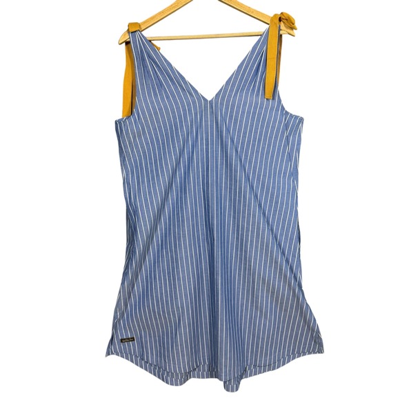 Matilda Jane Dress Midi Cover Up Size Small Sandy Seashell Blue White Stripe - Picture 4 of 15